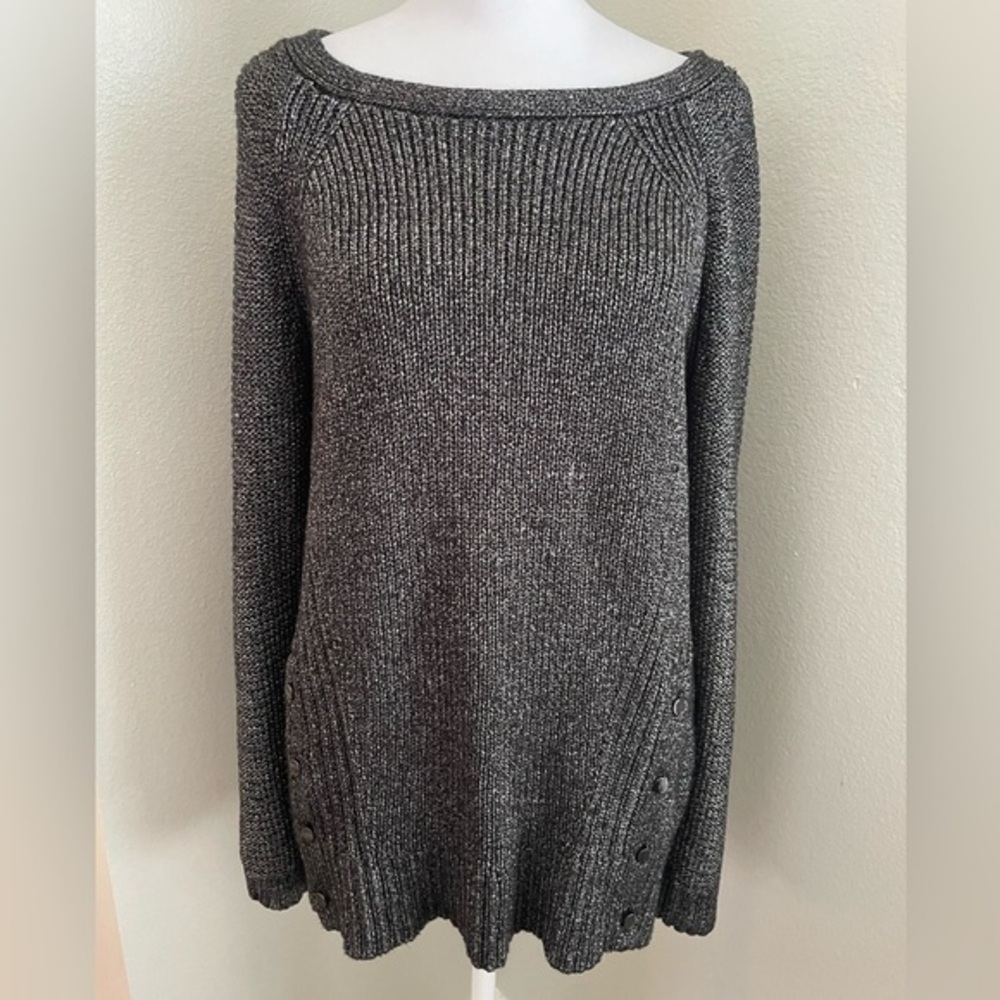 Calvin Klein Cotton Acrylic Blend Gray Tweed Design Sweater Women’s Size medium